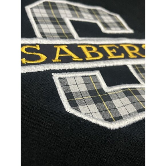 Vintage Sweatshirt Jerzees Mens XL Black Sabers Plaid Logo 90s Super Sweats USA - Picture 3 of 6
